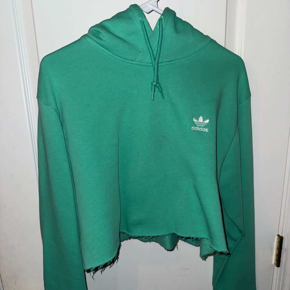 Adidas Teal Cropped Hoodie
